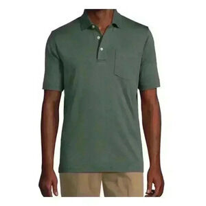 NWT Lands' End Polo Shirt Size M Mens Forest Green Short Sleeve 38-40 Tailored